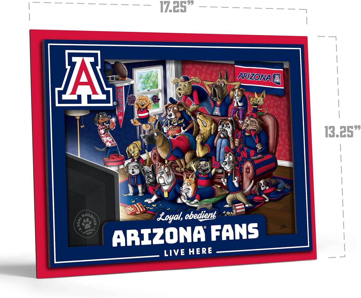 imageYouTheFan Officiallylicensed NCAA Purebred 3D Wall Art Humorous original handdrawn cartoon artwork multilayer funny gift indoor team decorArizona Wildcats