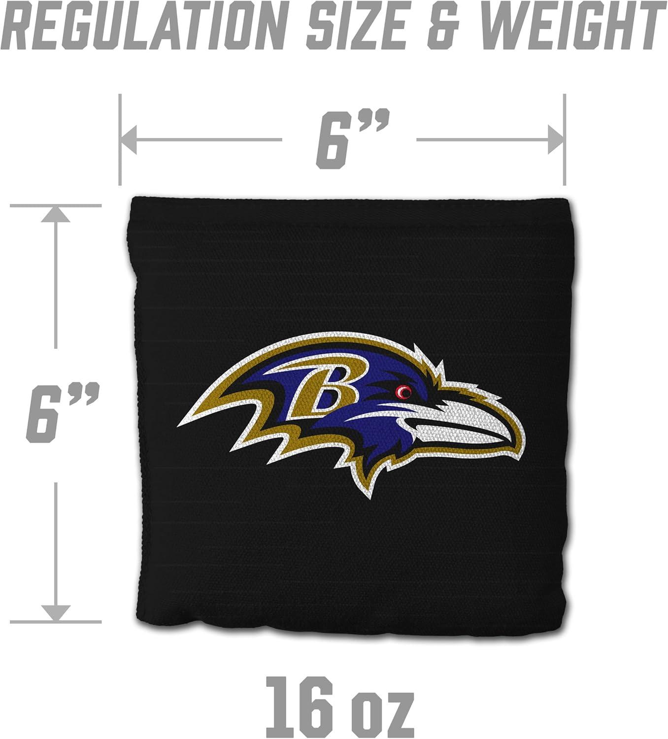 imageYouTheFan Officiallylicensed NFL Set of 8 Cornhole Bags All Weather Dual Sided Slide ampamp Stop regulation sizeBaltimore Ravens