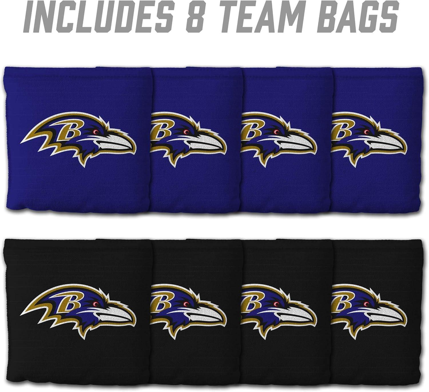imageYouTheFan Officiallylicensed NFL Set of 8 Cornhole Bags All Weather Dual Sided Slide ampamp Stop regulation sizeBaltimore Ravens