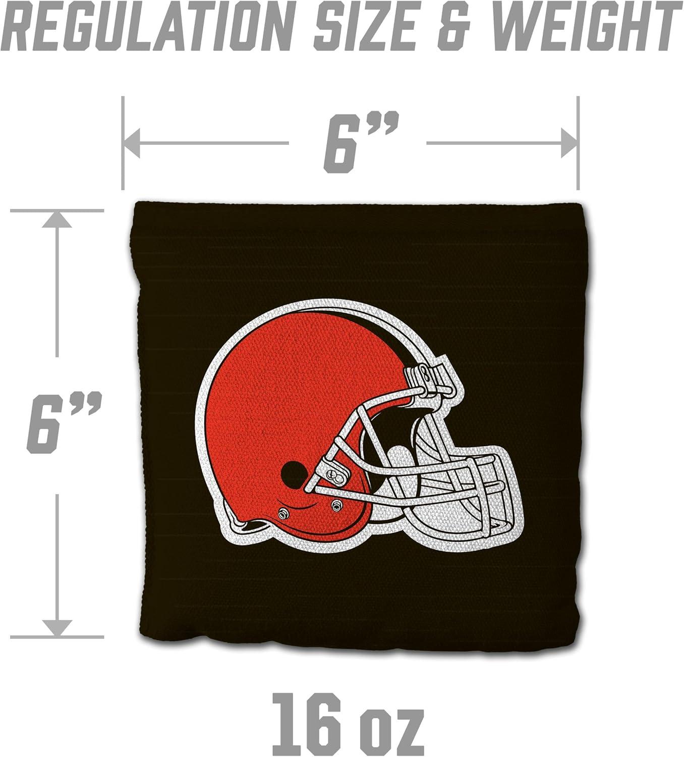 imageYouTheFan Officiallylicensed NFL Set of 8 Cornhole Bags All Weather Dual Sided Slide ampamp Stop regulation sizeCleveland Browns