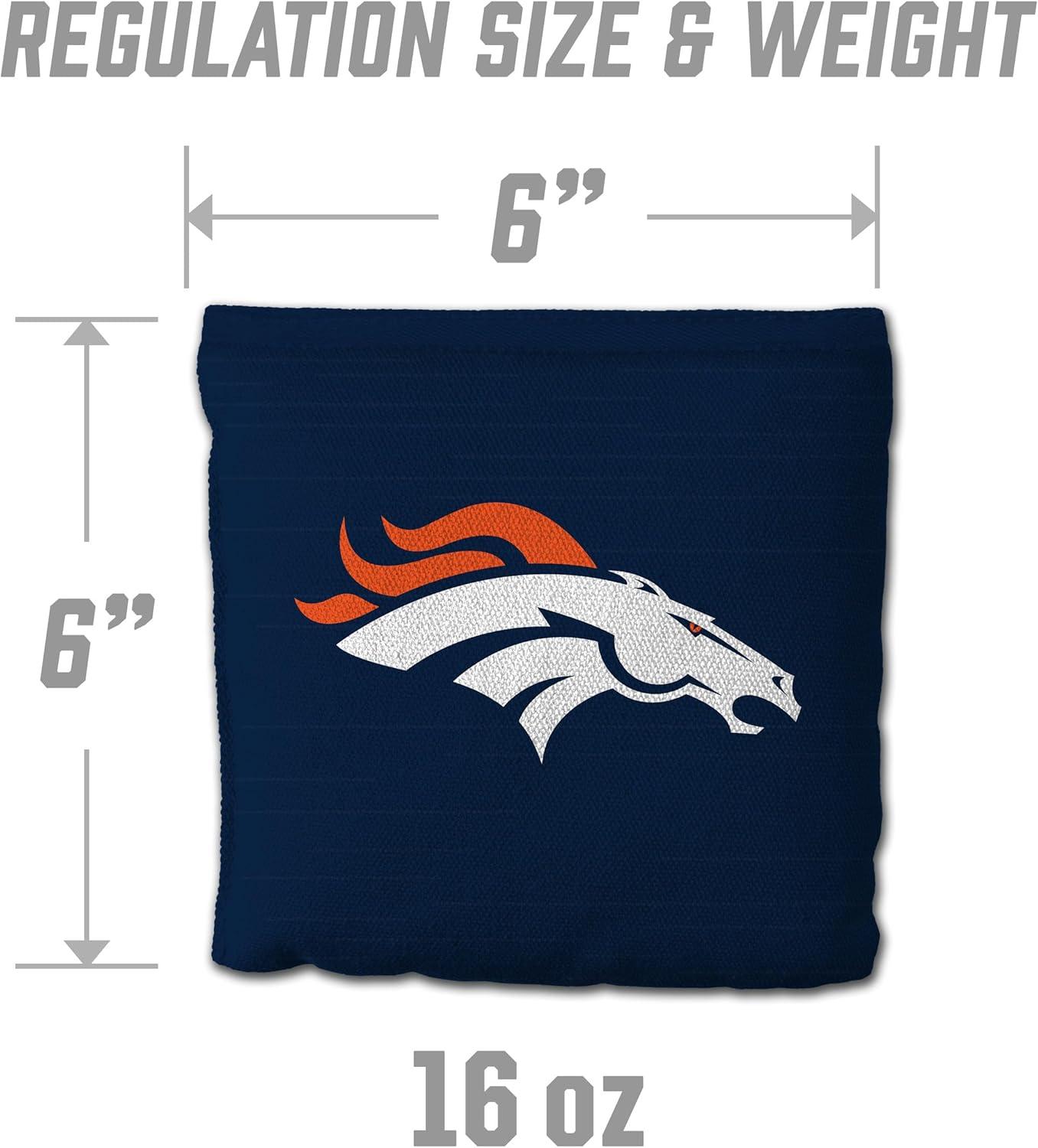 imageYouTheFan Officiallylicensed NFL Set of 8 Cornhole Bags All Weather Dual Sided Slide ampamp Stop regulation sizeDenver Broncos
