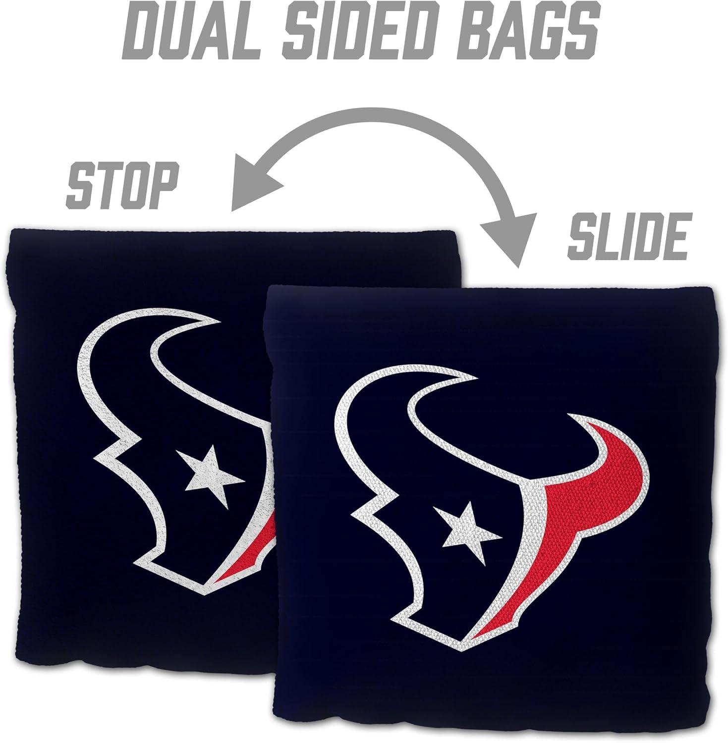 imageYouTheFan Officiallylicensed NFL Set of 8 Cornhole Bags All Weather Dual Sided Slide ampamp Stop regulation sizeHouston Texans