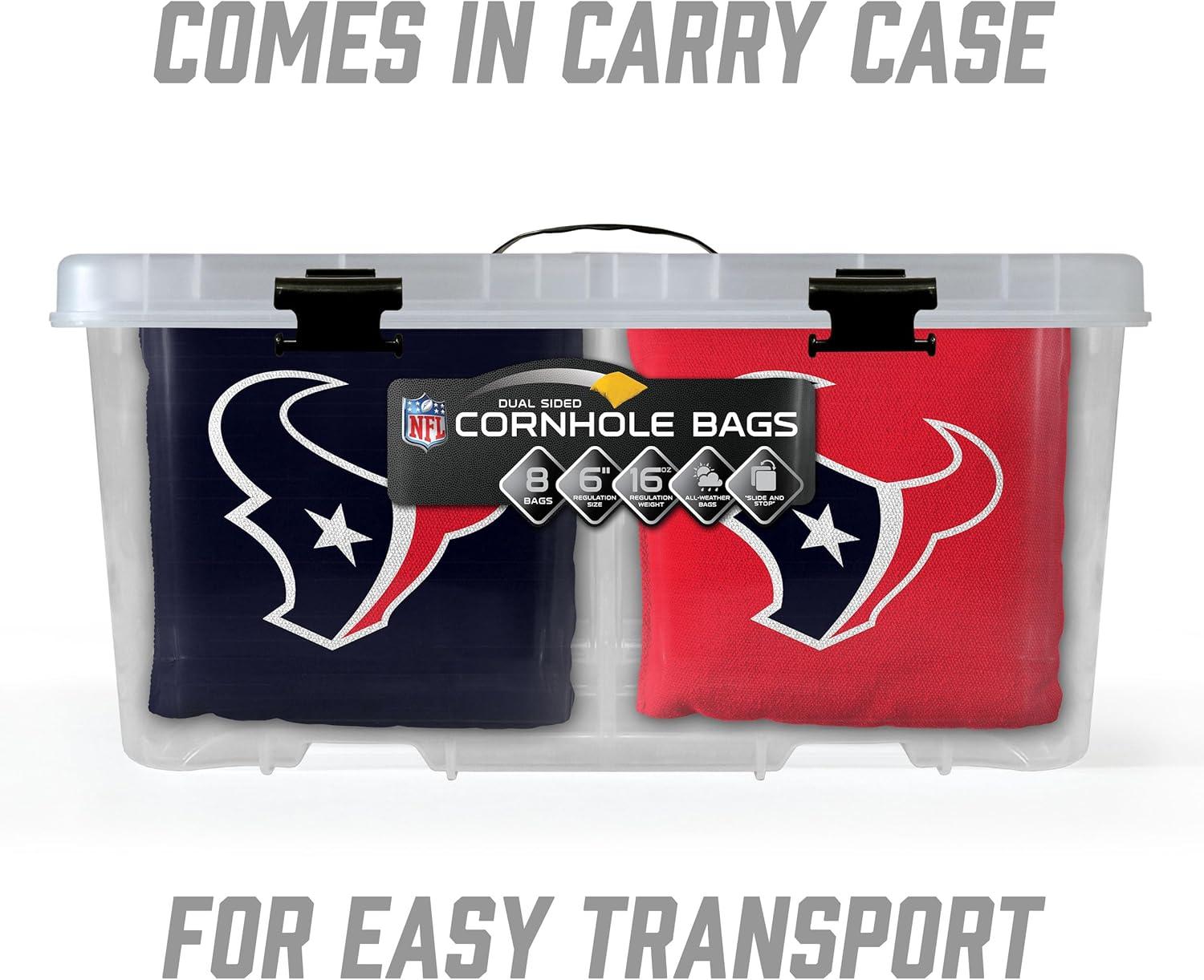 imageYouTheFan Officiallylicensed NFL Set of 8 Cornhole Bags All Weather Dual Sided Slide ampamp Stop regulation sizeHouston Texans