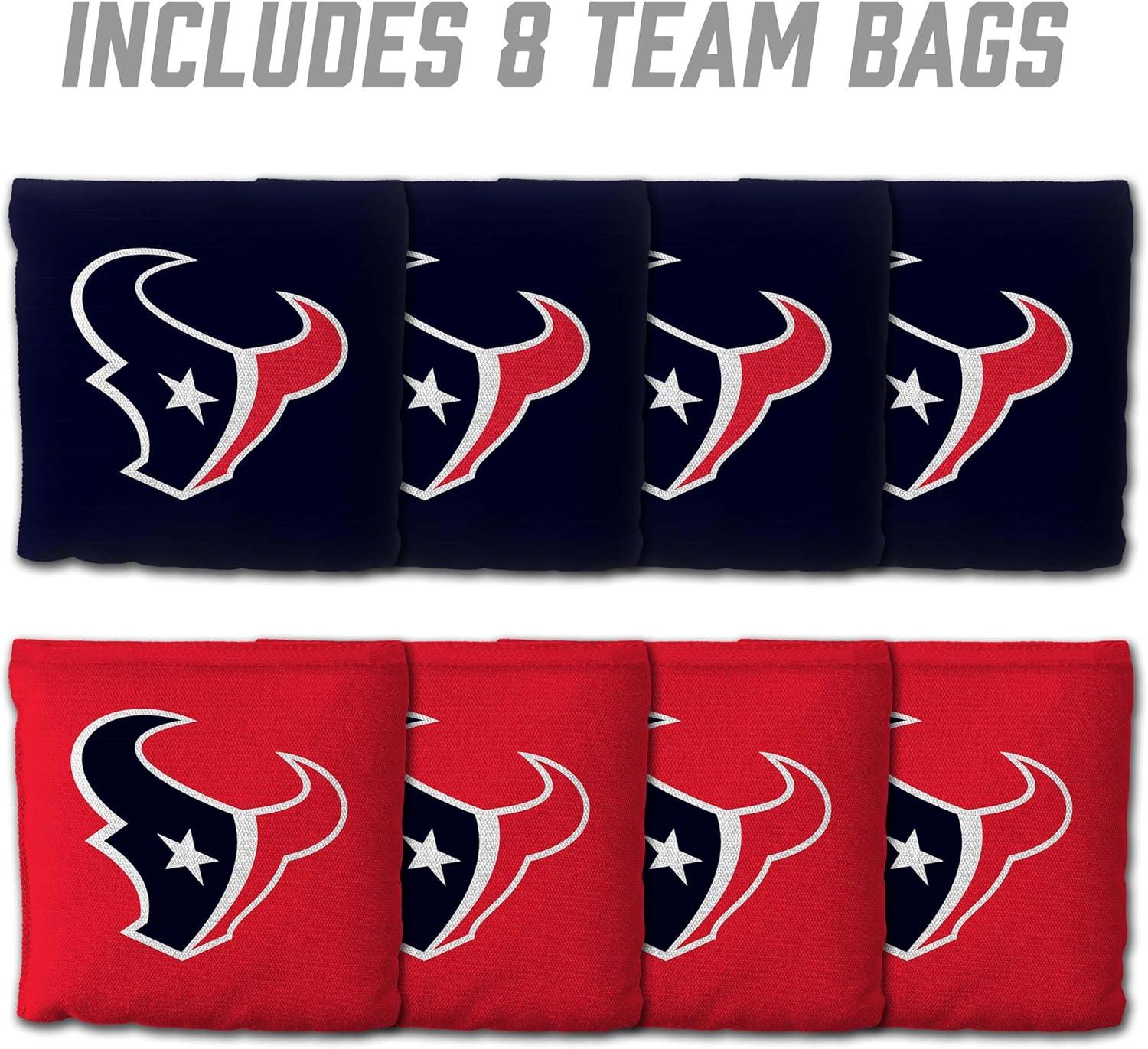 imageYouTheFan Officiallylicensed NFL Set of 8 Cornhole Bags All Weather Dual Sided Slide ampamp Stop regulation sizeHouston Texans