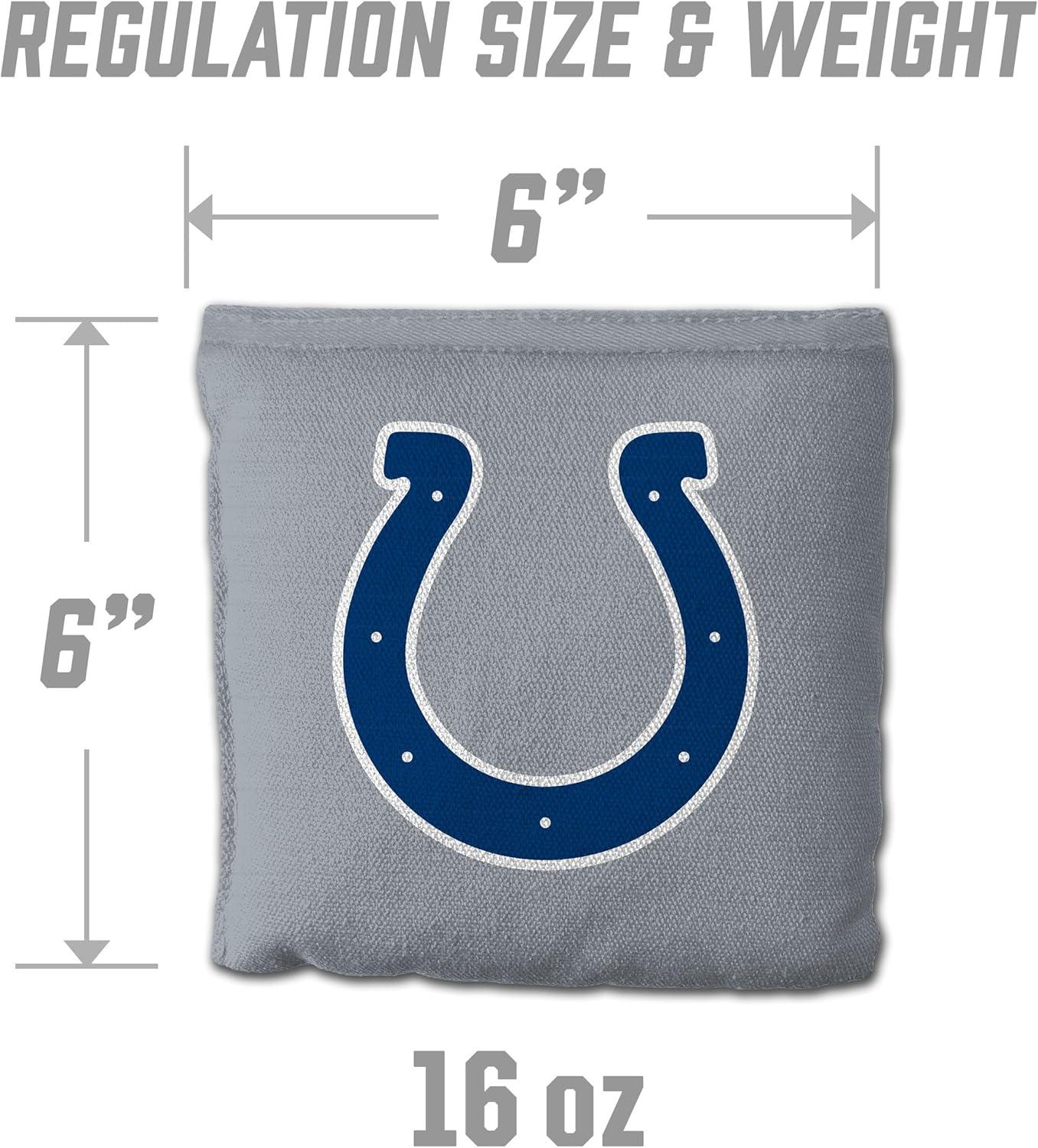 imageYouTheFan Officiallylicensed NFL Set of 8 Cornhole Bags All Weather Dual Sided Slide ampamp Stop regulation sizeIndianapolis Colts