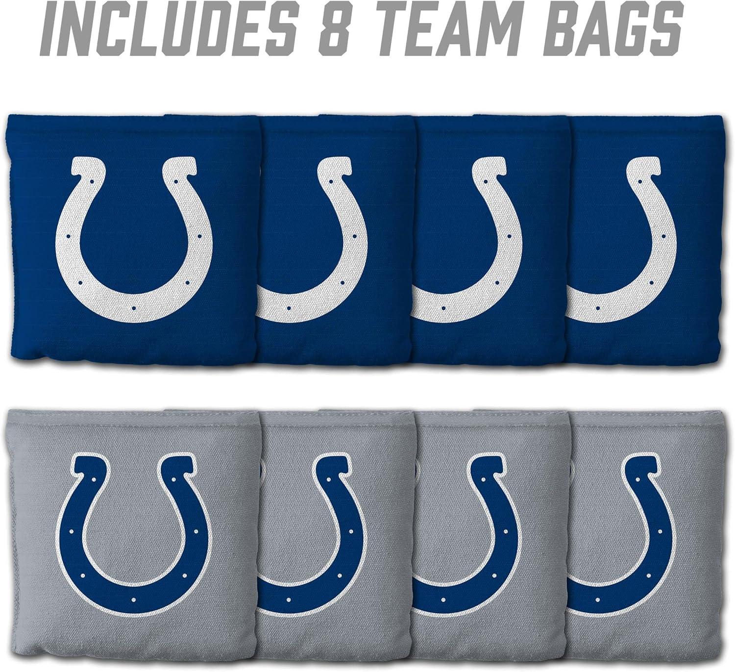 imageYouTheFan Officiallylicensed NFL Set of 8 Cornhole Bags All Weather Dual Sided Slide ampamp Stop regulation sizeIndianapolis Colts