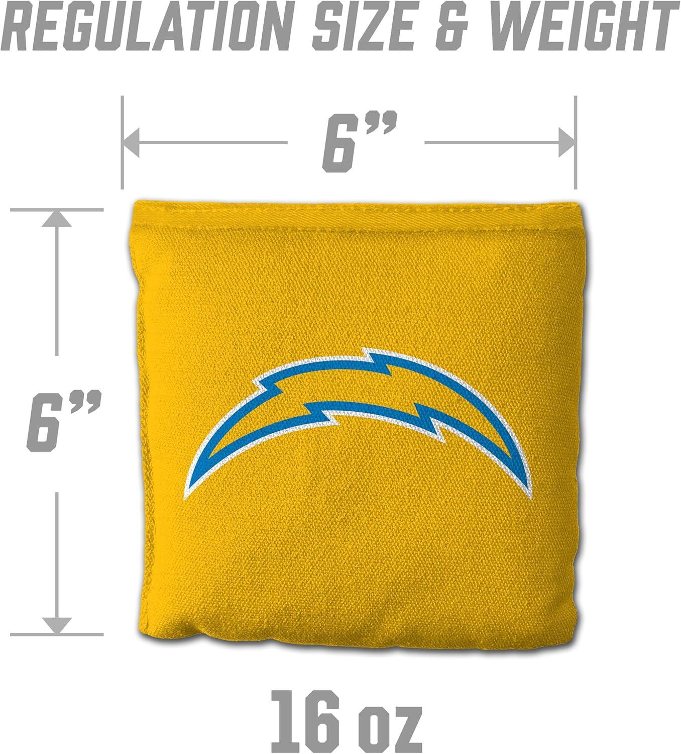 imageYouTheFan Officiallylicensed NFL Set of 8 Cornhole Bags All Weather Dual Sided Slide ampamp Stop regulation sizeLos Angeles Chargers
