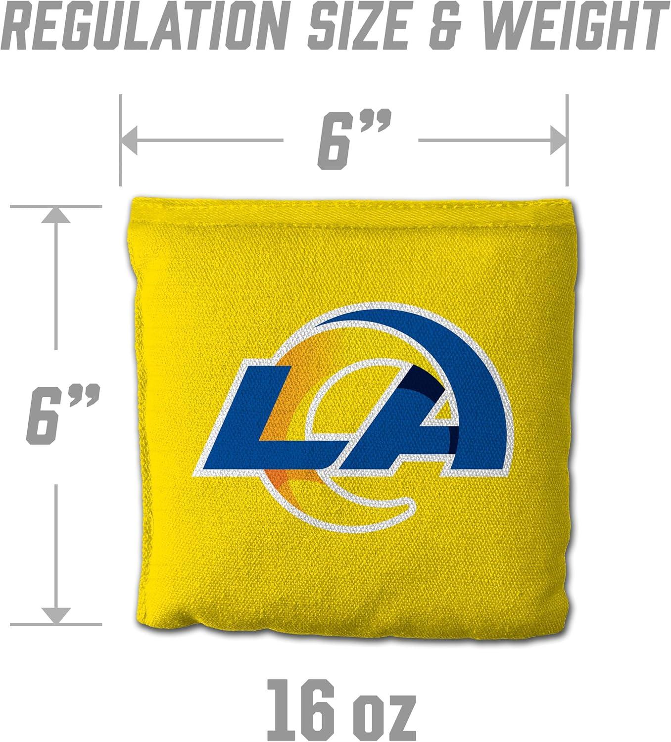 imageYouTheFan Officiallylicensed NFL Set of 8 Cornhole Bags All Weather Dual Sided Slide ampamp Stop regulation sizeLos Angeles Rams