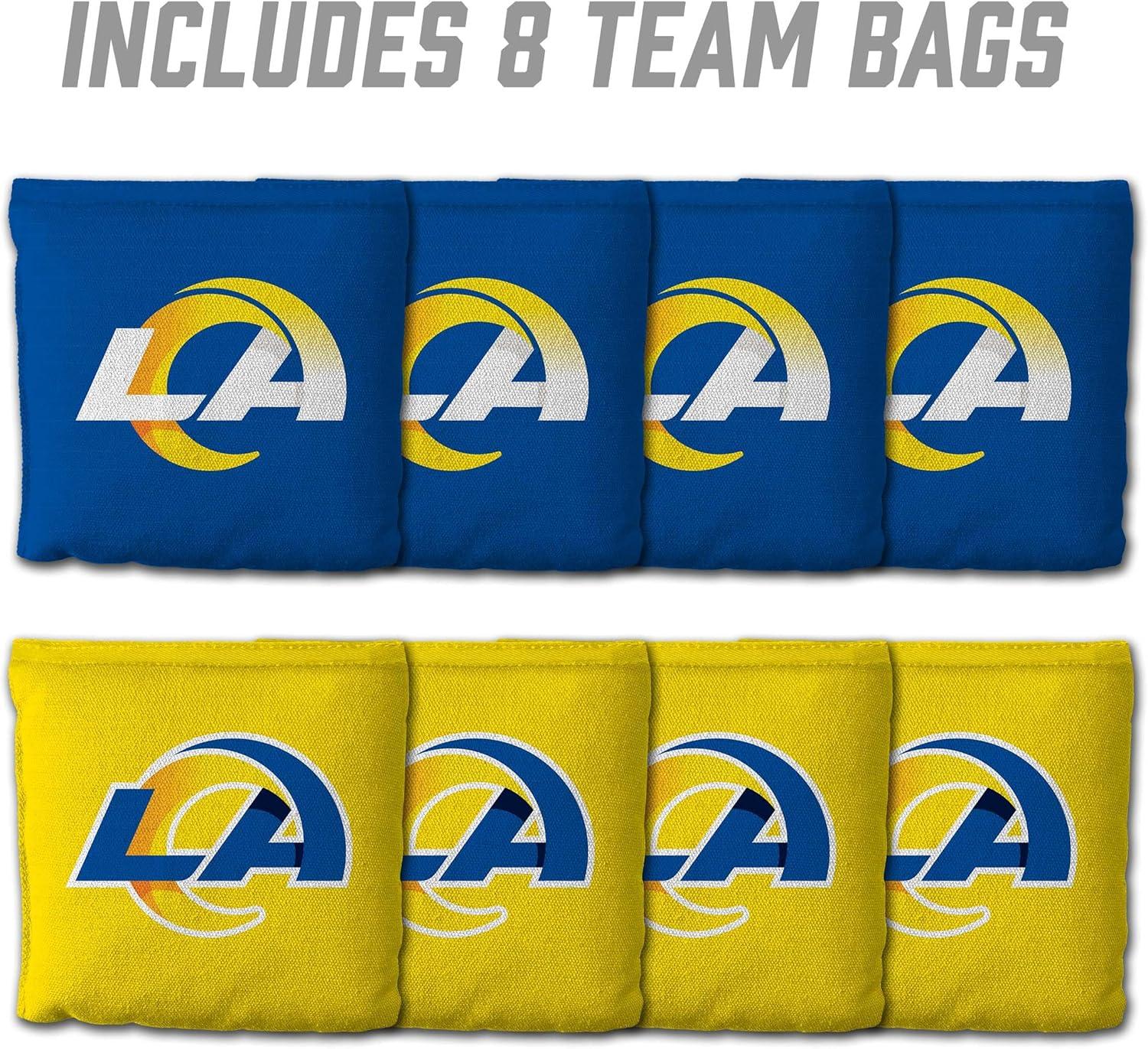 imageYouTheFan Officiallylicensed NFL Set of 8 Cornhole Bags All Weather Dual Sided Slide ampamp Stop regulation sizeLos Angeles Rams