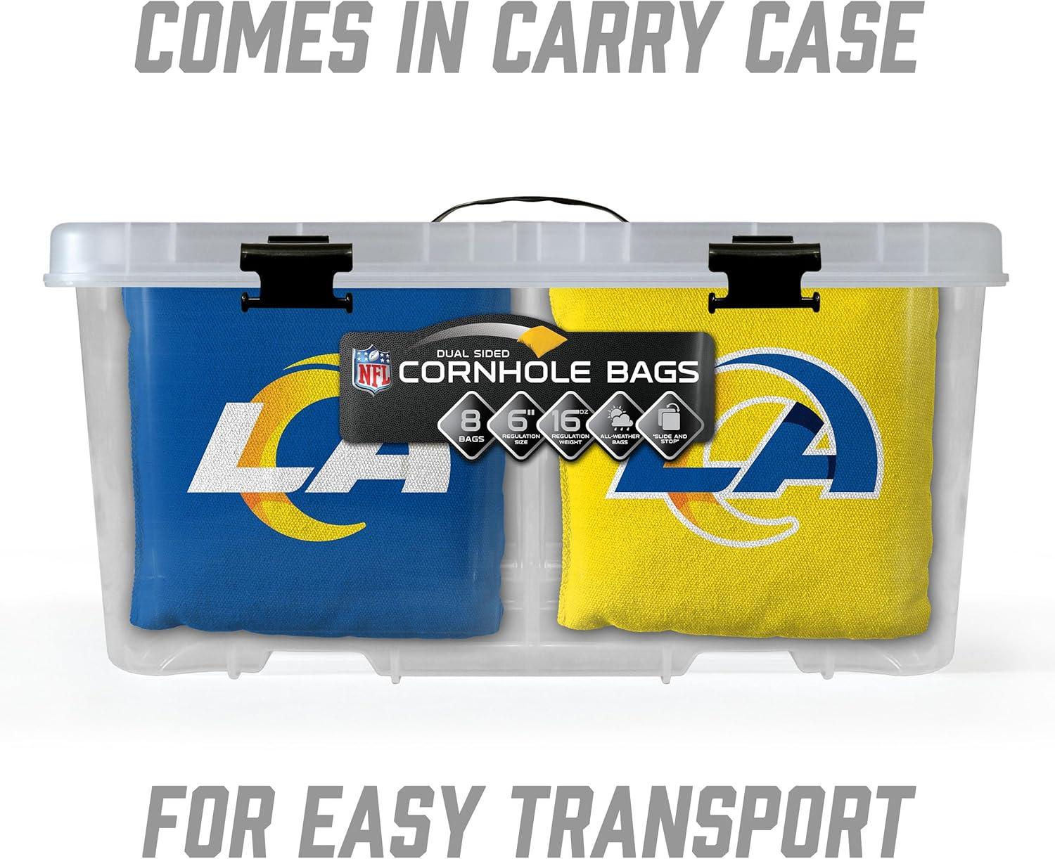imageYouTheFan Officiallylicensed NFL Set of 8 Cornhole Bags All Weather Dual Sided Slide ampamp Stop regulation sizeLos Angeles Rams
