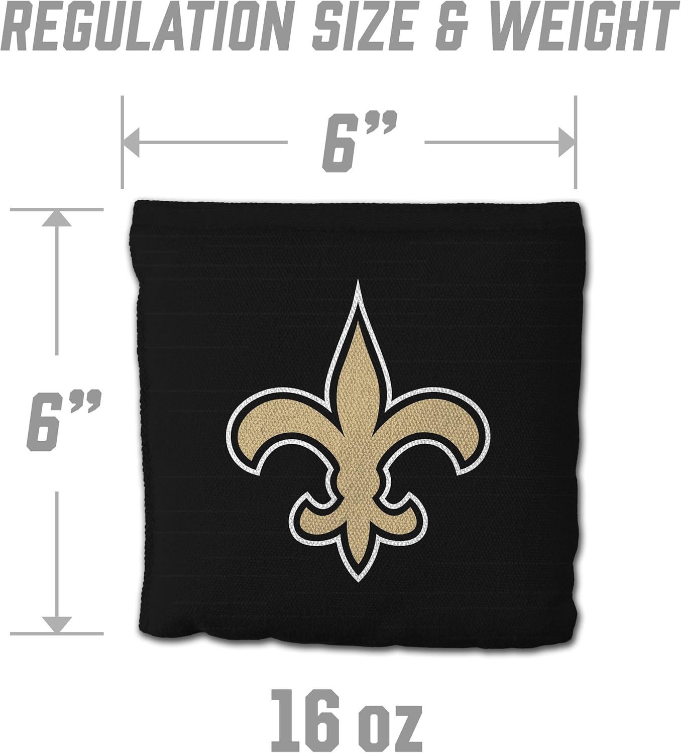imageYouTheFan Officiallylicensed NFL Set of 8 Cornhole Bags All Weather Dual Sided Slide ampamp Stop regulation sizeNew Orleans Saints