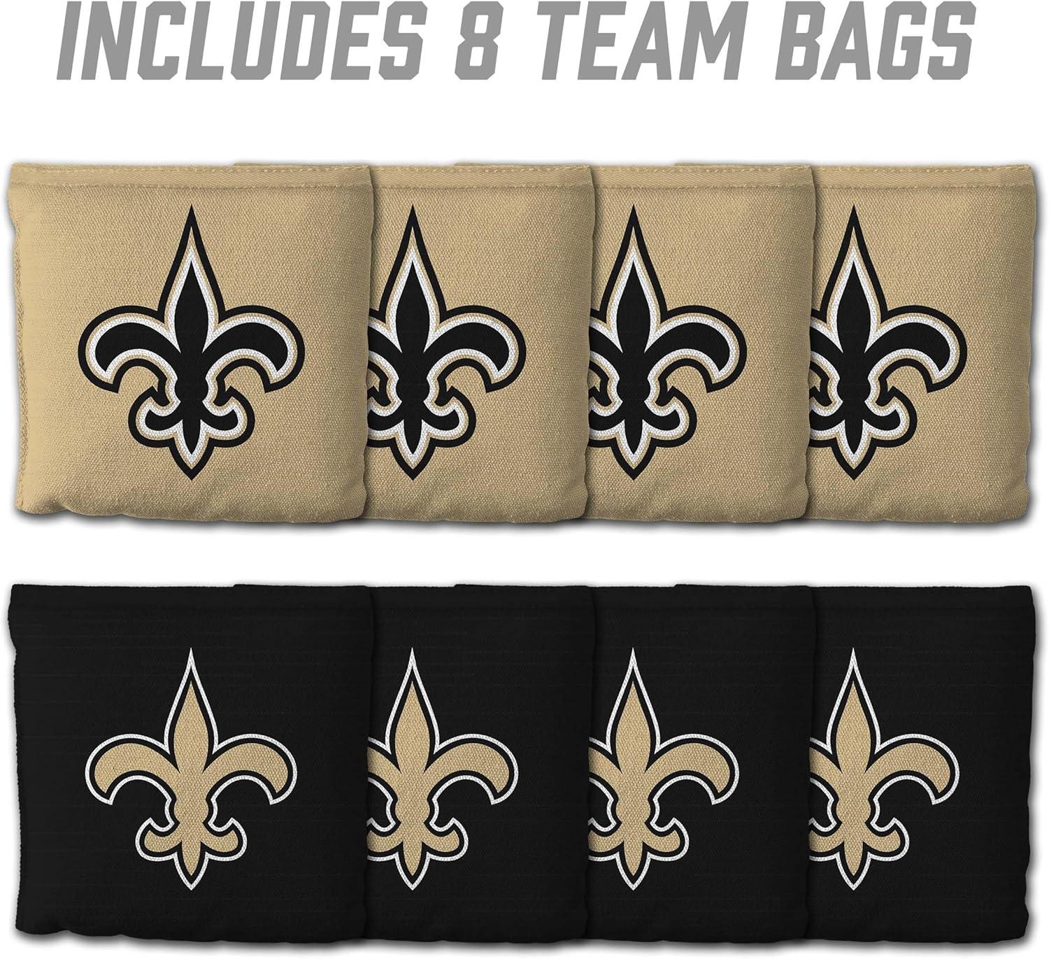 imageYouTheFan Officiallylicensed NFL Set of 8 Cornhole Bags All Weather Dual Sided Slide ampamp Stop regulation sizeNew Orleans Saints