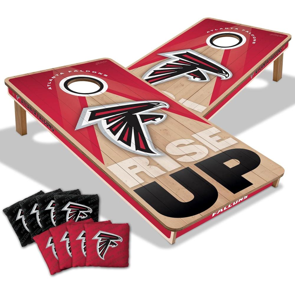 imageYouTheFan NFL 2 x 4 Slogan Series Professional Wood Cornhole Game with Logo BagsAtlanta Falcons