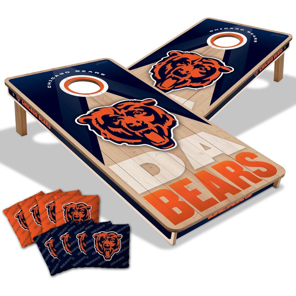imageYouTheFan NFL 2 x 4 Slogan Series Professional Wood Cornhole Game with Logo BagsChicago Bears
