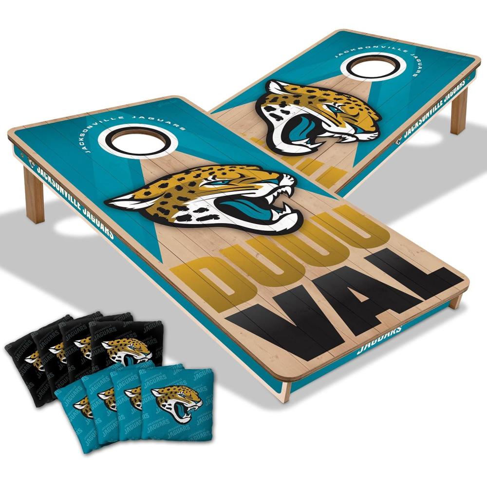 imageYouTheFan NFL 2 x 4 Slogan Series Professional Wood Cornhole Game with Logo BagsJacksonville Jaguars