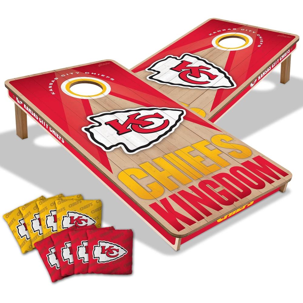 imageYouTheFan NFL 2 x 4 Slogan Series Professional Wood Cornhole Game with Logo BagsKansas City Chiefs