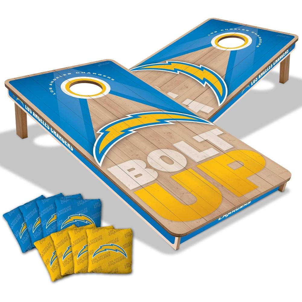 imageYouTheFan NFL 2 x 4 Slogan Series Professional Wood Cornhole Game with Logo BagsLos Angeles Chargers