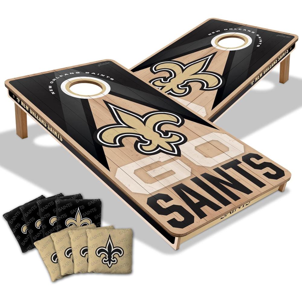 imageYouTheFan NFL 2 x 4 Slogan Series Professional Wood Cornhole Game with Logo BagsNew Orleans Saints