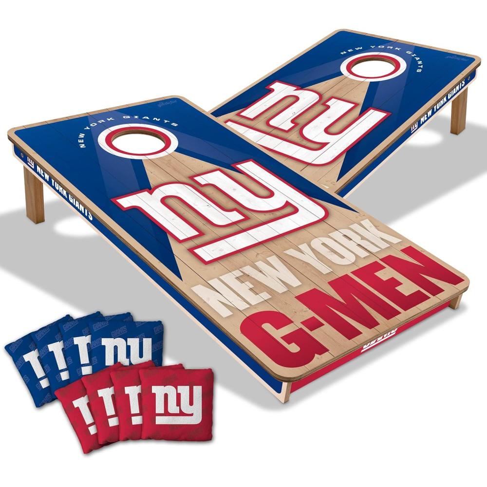 imageYouTheFan NFL 2 x 4 Slogan Series Professional Wood Cornhole Game with Logo BagsNew York Giants