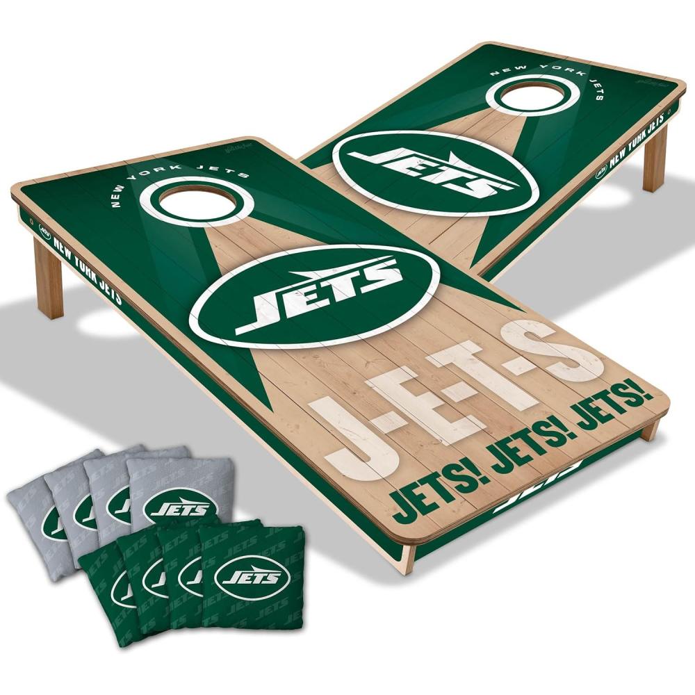 imageYouTheFan NFL 2 x 4 Slogan Series Professional Wood Cornhole Game with Logo BagsNew York Jets