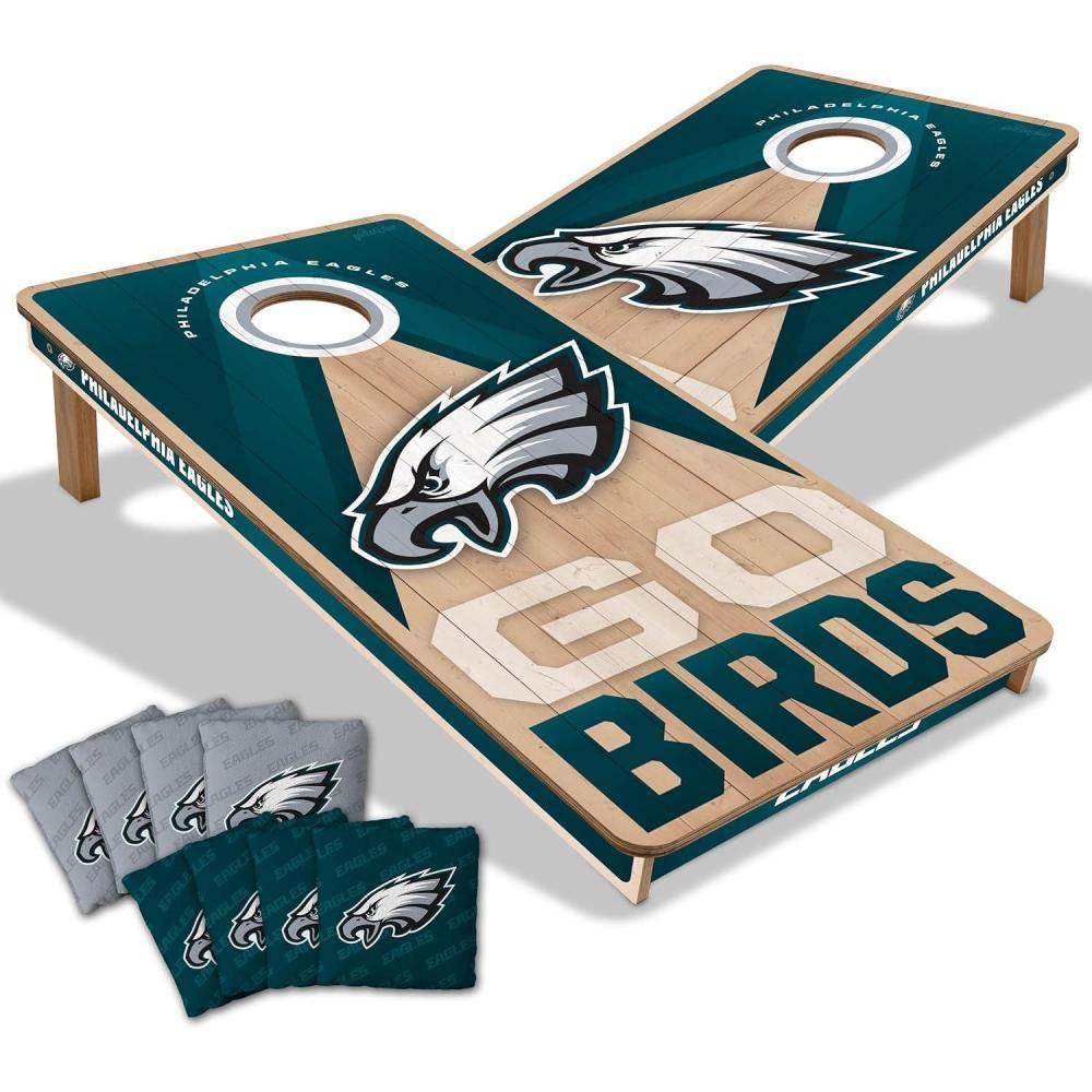 imageYouTheFan NFL 2 x 4 Slogan Series Professional Wood Cornhole Game with Logo BagsPhiladelphia Eagles