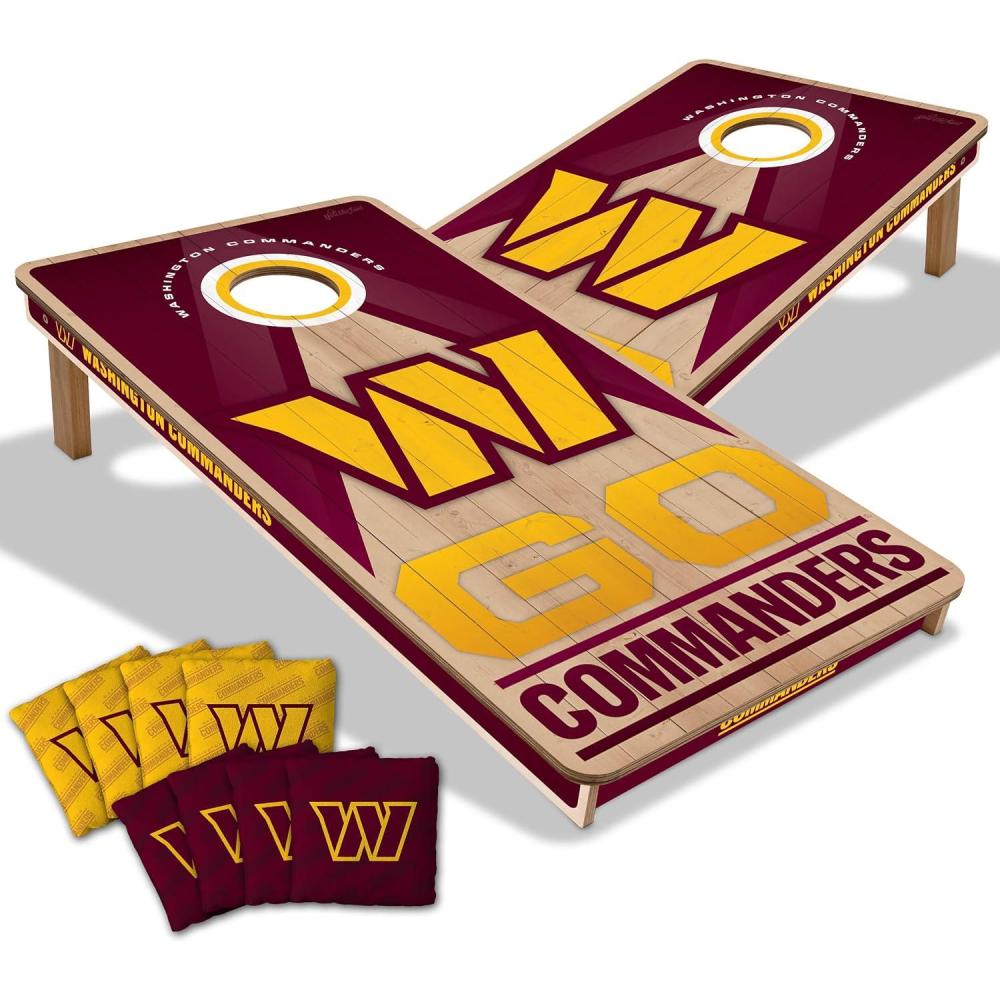 imageYouTheFan NFL 2 x 4 Slogan Series Professional Wood Cornhole Game with Logo BagsWashington Commanders