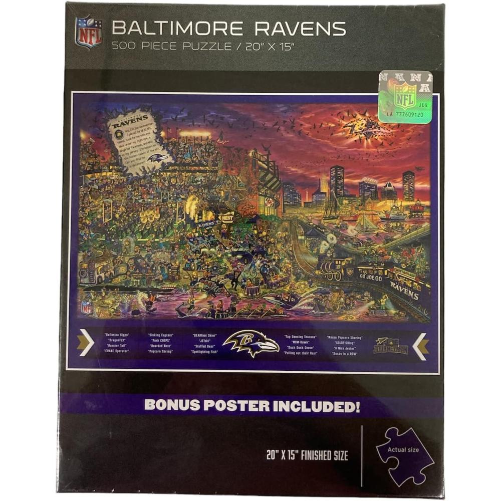 imageYouTheFan NFL Baltimore Ravens Joe Journeyman NFL Puzzle ampamp Bonus Poster Team Colors 15quot X 20quot