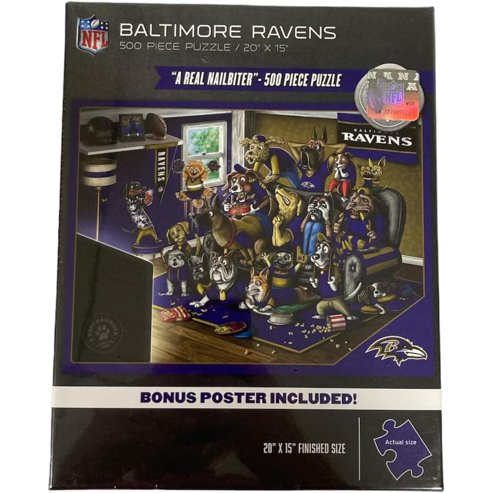 imageYouTheFan NFL Baltimore Ravens Purebred Fans NFL Purebred Fans quotA Real Nailbiterquot Puzzle ampamp Bonus Poster Team Colors 15quot X 20quot