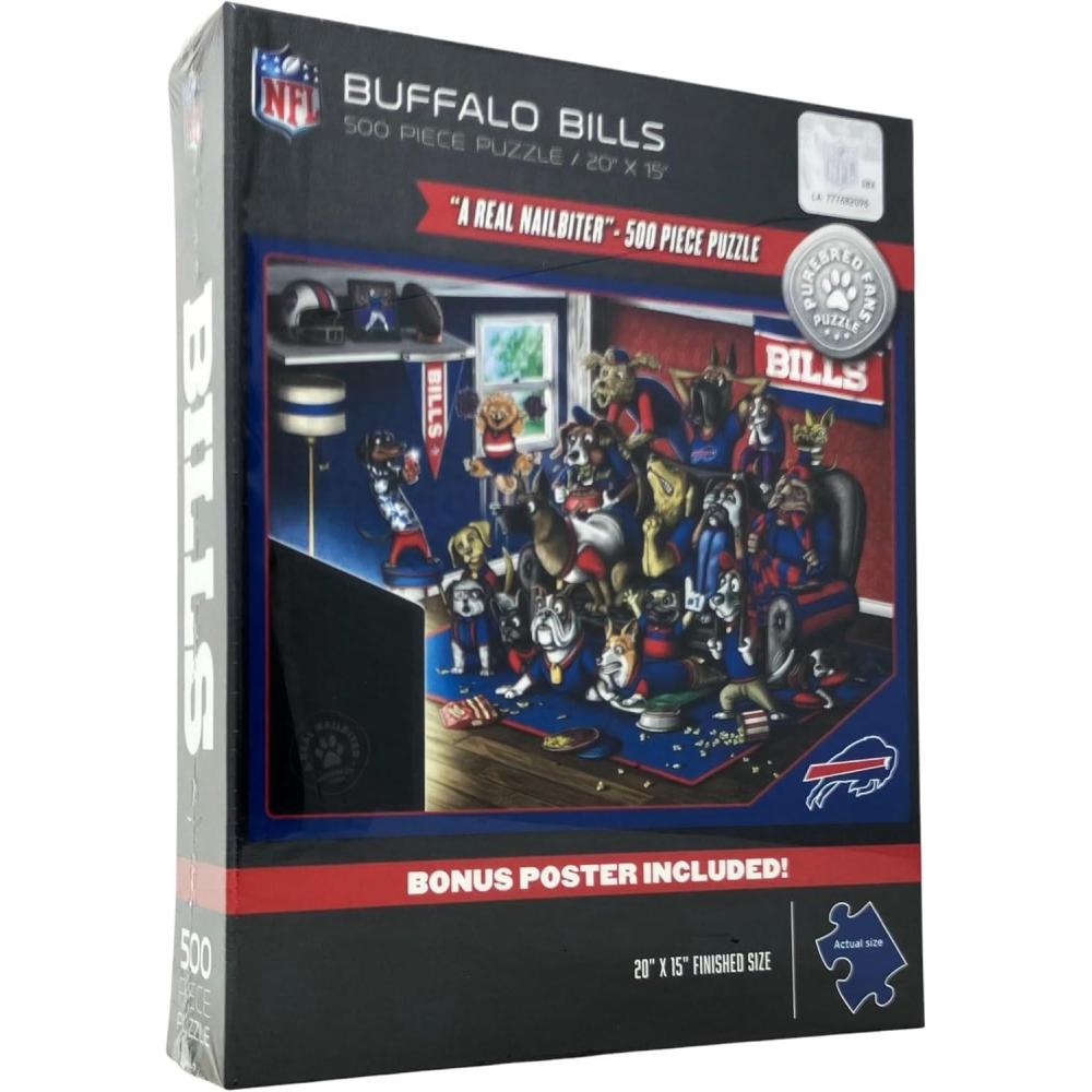 imageYouTheFan NFL Buffalo Bills Purebred Fans A Real Nailbiter 500pc Puzzle ampamp Bonus Poster Team Colors 15quot X 20quot