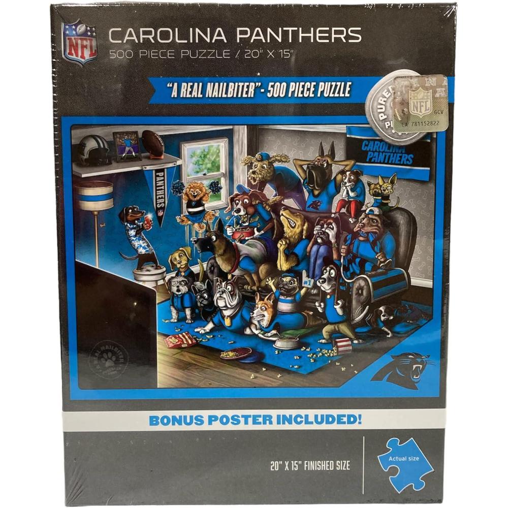 imageYouTheFan NFL Carolina Panthers Purebred Fans NFL Purebred Fans quotA Real Nailbiterquot Puzzle ampamp Bonus Poster Team Colors 15quot X 20quot