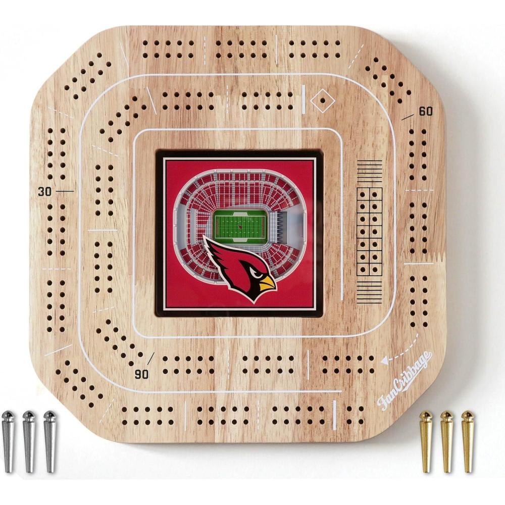 imageYouTheFan NFL Licensed Fan Cribbage Wood Board GameArizona Cardinals