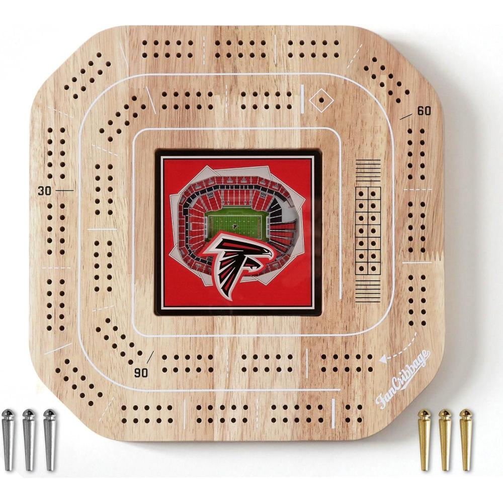 imageYouTheFan NFL Licensed Fan Cribbage Wood Board GameAtlanta Falcons