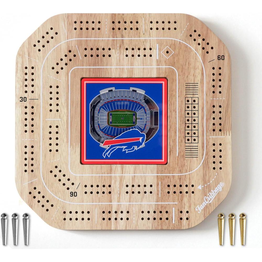 imageYouTheFan NFL Licensed Fan Cribbage Wood Board GameBuffalo Bills