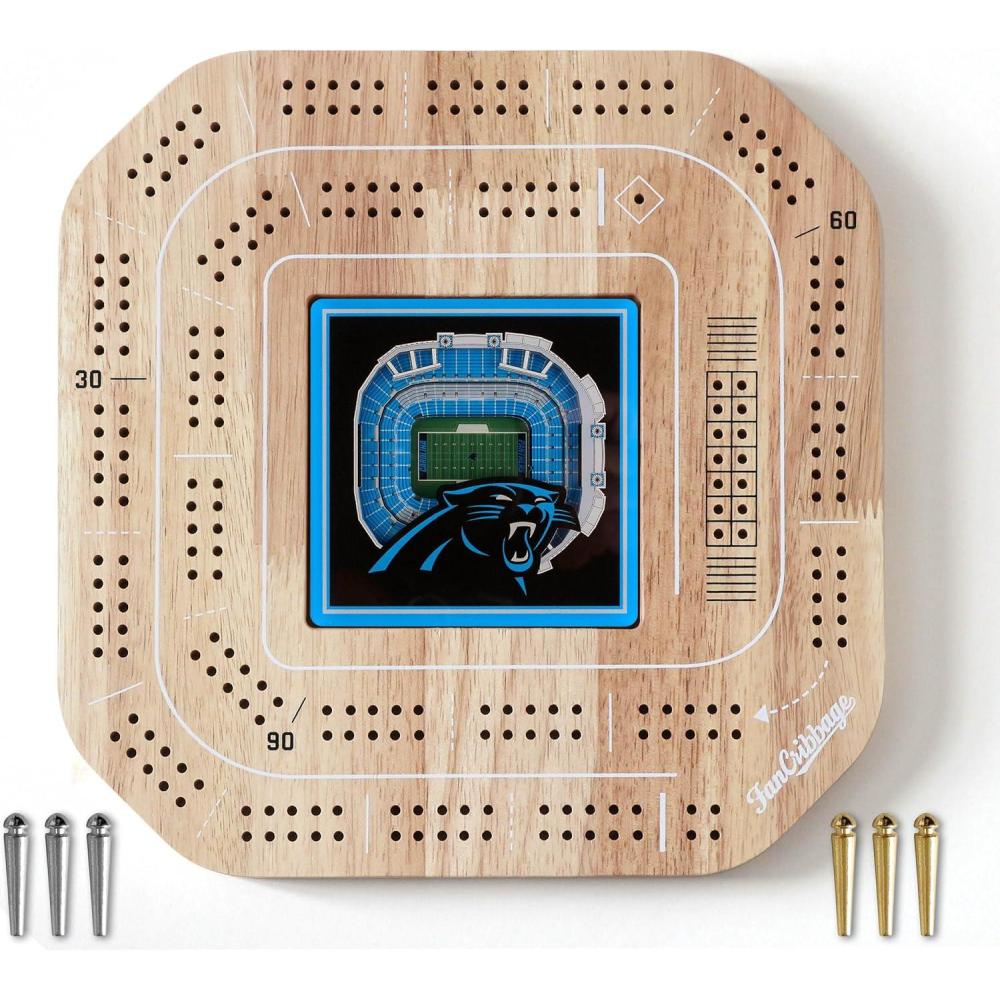 imageYouTheFan NFL Licensed Fan Cribbage Wood Board GameCarolina Panthers