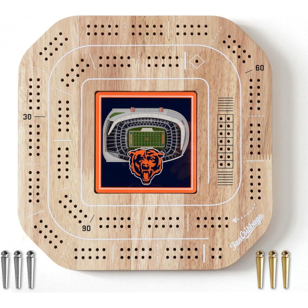 imageYouTheFan NFL Licensed Fan Cribbage Wood Board GameChicago Bears