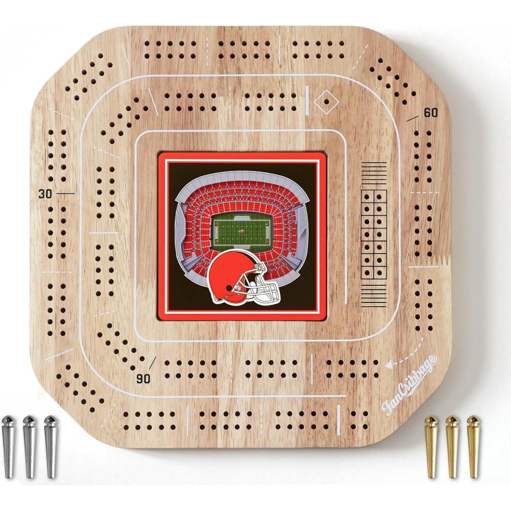 imageYouTheFan NFL Licensed Fan Cribbage Wood Board GameCleveland Browns