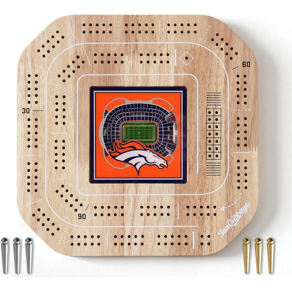 imageYouTheFan NFL Licensed Fan Cribbage Wood Board GameDenver Broncos