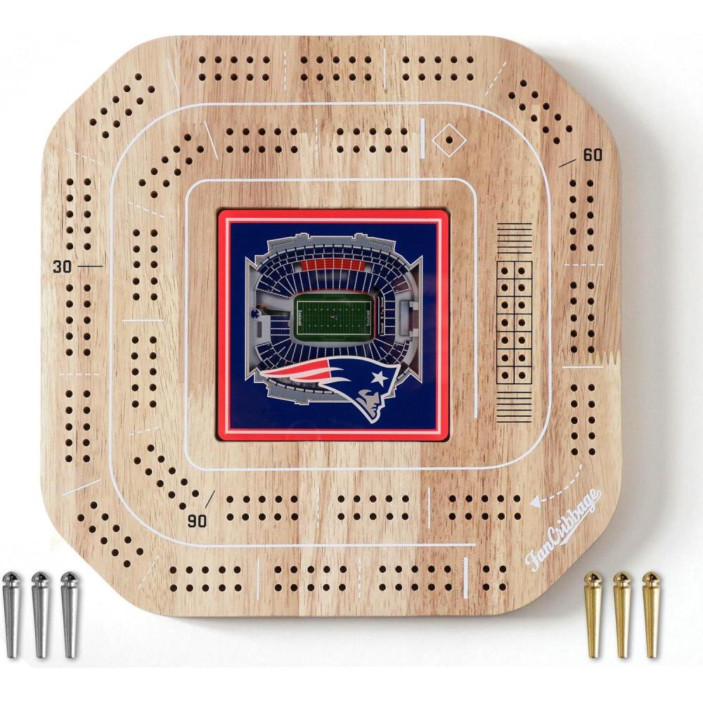 imageYouTheFan NFL Licensed Fan Cribbage Wood Board GameNew England Patriots