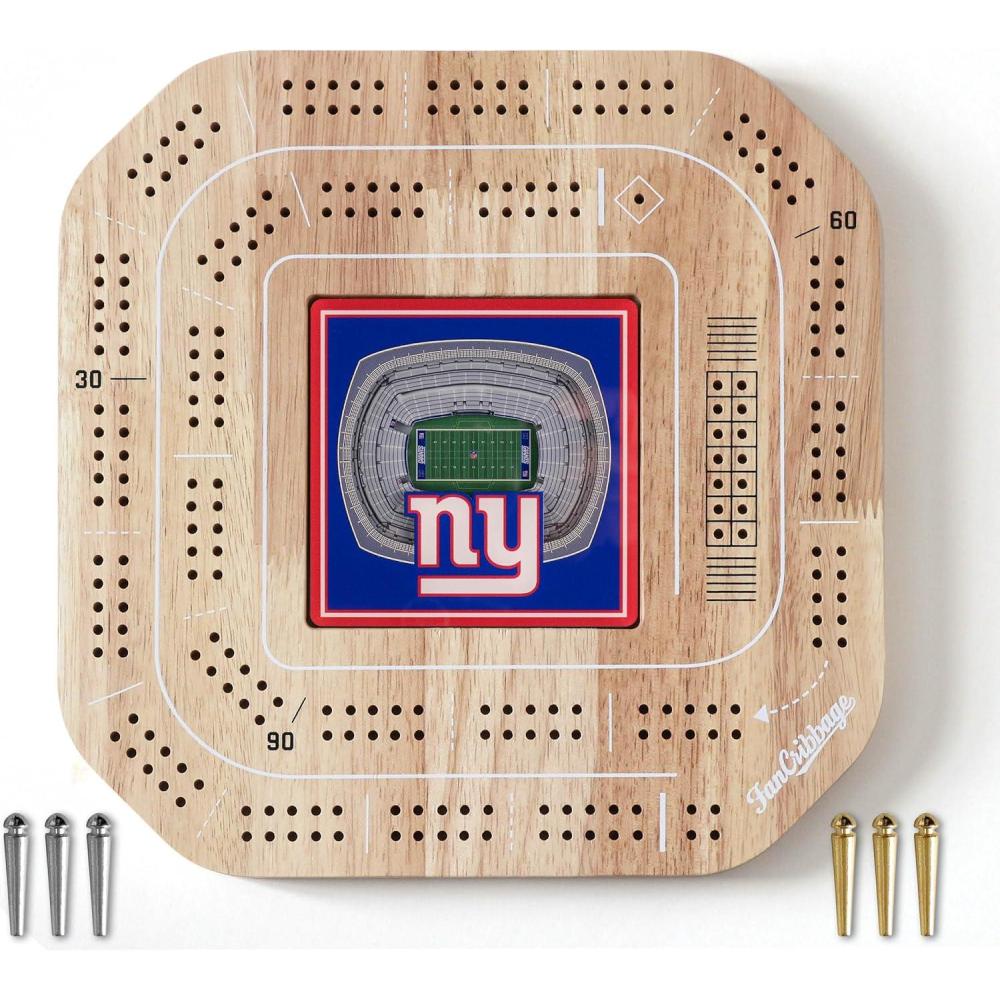 imageYouTheFan NFL Licensed Fan Cribbage Wood Board GameNew York Giants