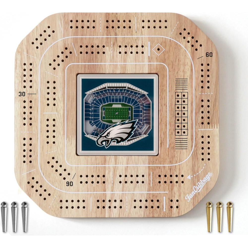 imageYouTheFan NFL Licensed Fan Cribbage Wood Board GamePhiladelphia Eagles