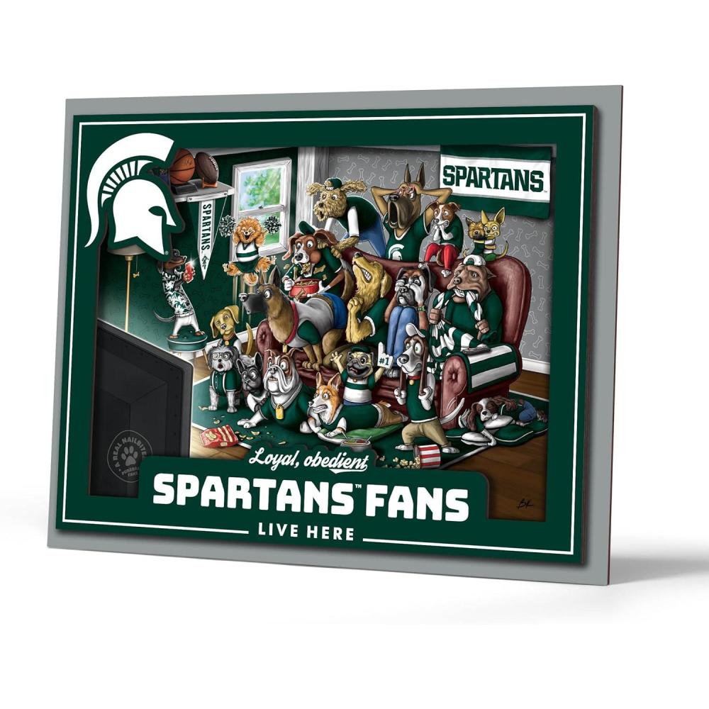 imageYouTheFan Officiallylicensed NCAA Purebred 3D Wall Art  Humorous original handdrawn cartoon artwork multilayer funny gift indoor team decorMichigan State Spartans