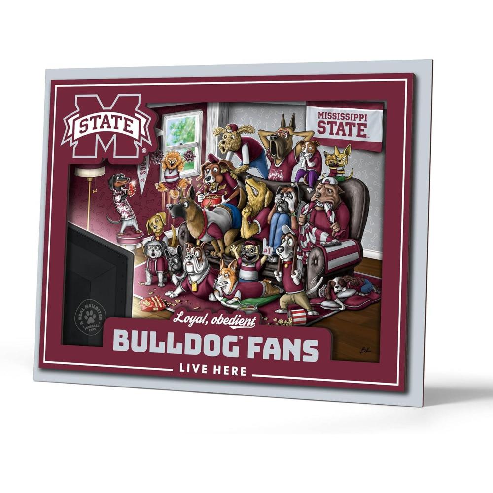 imageYouTheFan Officiallylicensed NCAA Purebred 3D Wall Art  Humorous original handdrawn cartoon artwork multilayer funny gift indoor team decorMississippi State Bulldogs