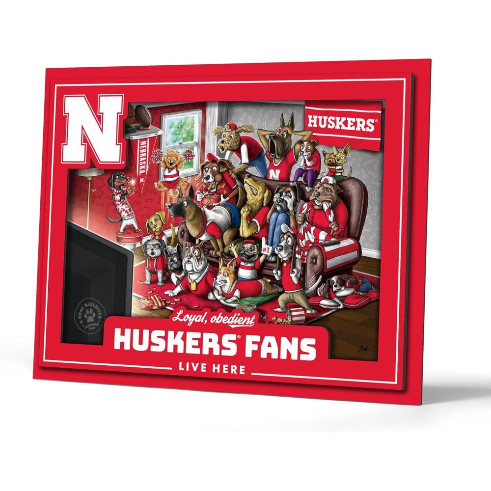 imageYouTheFan Officiallylicensed NCAA Purebred 3D Wall Art  Humorous original handdrawn cartoon artwork multilayer funny gift indoor team decorNebraska Cornhuskers
