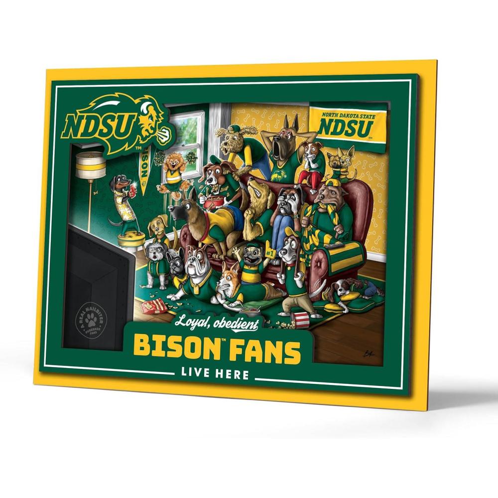 imageYouTheFan Officiallylicensed NCAA Purebred 3D Wall Art  Humorous original handdrawn cartoon artwork multilayer funny gift indoor team decorNorth Dakota State Bison