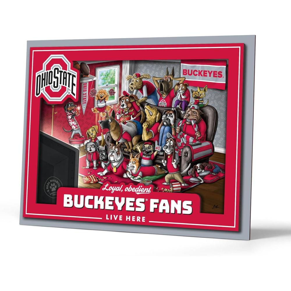 imageYouTheFan Officiallylicensed NCAA Purebred 3D Wall Art  Humorous original handdrawn cartoon artwork multilayer funny gift indoor team decorOhio State Buckeyes
