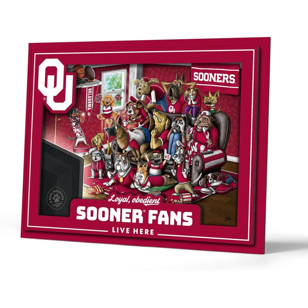 imageYouTheFan Officiallylicensed NCAA Purebred 3D Wall Art  Humorous original handdrawn cartoon artwork multilayer funny gift indoor team decorOklahoma Sooners