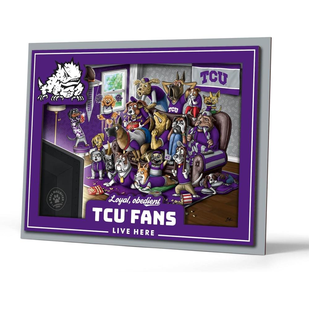 imageYouTheFan Officiallylicensed NCAA Purebred 3D Wall Art  Humorous original handdrawn cartoon artwork multilayer funny gift indoor team decorTCU Horned Frogs