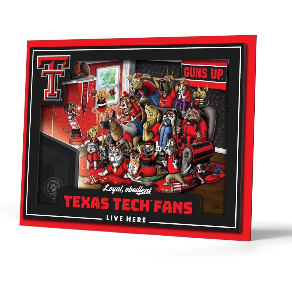 imageYouTheFan Officiallylicensed NCAA Purebred 3D Wall Art  Humorous original handdrawn cartoon artwork multilayer funny gift indoor team decorTexas Tech Red Raiders