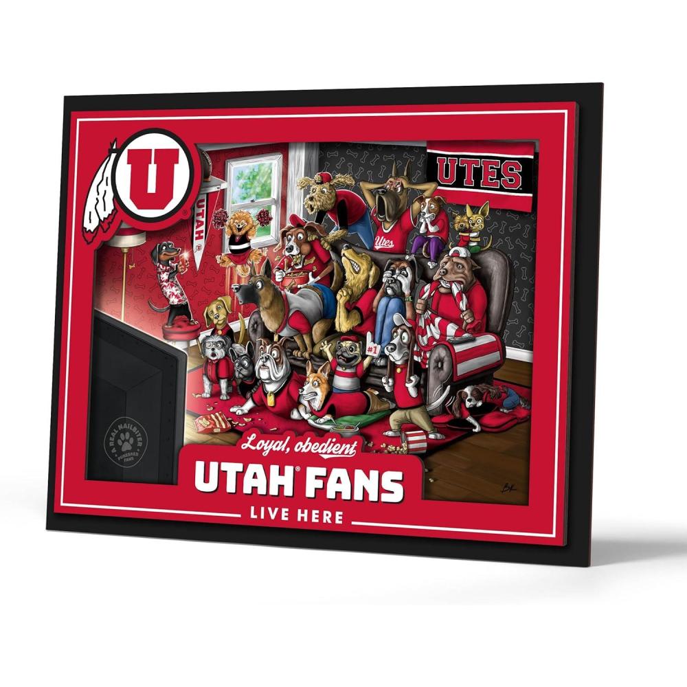 imageYouTheFan Officiallylicensed NCAA Purebred 3D Wall Art  Humorous original handdrawn cartoon artwork multilayer funny gift indoor team decorUtah Utes