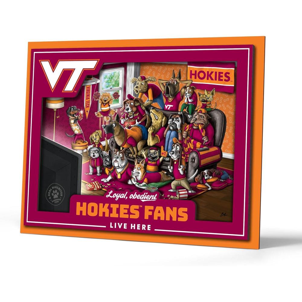 imageYouTheFan Officiallylicensed NCAA Purebred 3D Wall Art  Humorous original handdrawn cartoon artwork multilayer funny gift indoor team decorVirginia Tech Hokies